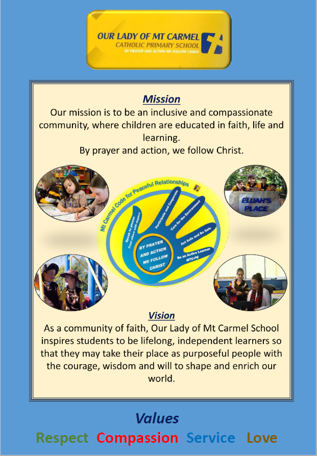 Mt Carmel Primary School vision and mission statement